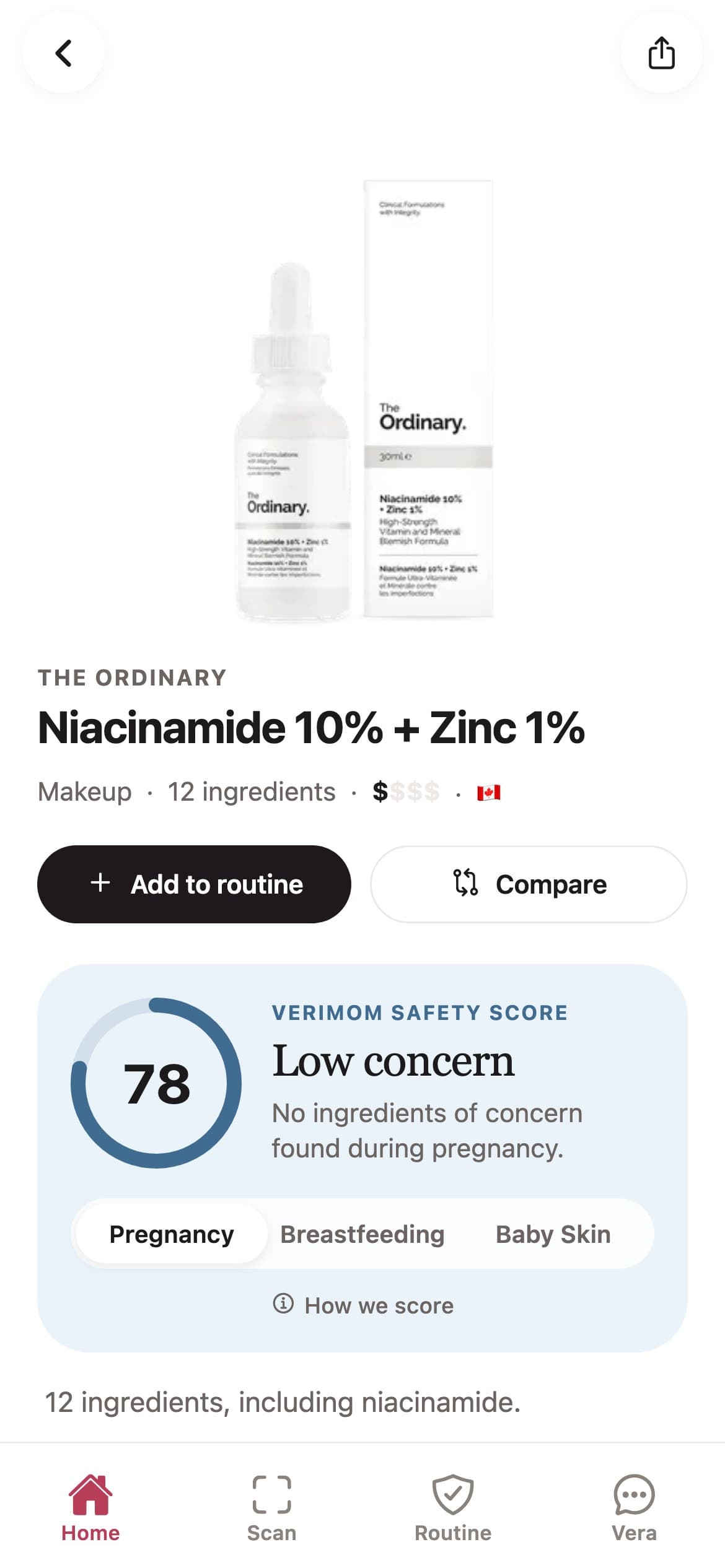 A product verdict in the VeriMom app